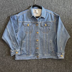 Vintage Great Northwest Denim Jacket Womens Sz Large 100% Cotton Indie Trucker
